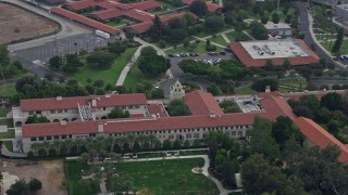 AX0157_082 - 7.6K aerial stock footage orbiting Bishop Alemany High School, Mission Hills, California