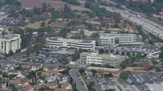 AX0157_084 - 7.6K aerial stock footage of Providence Holy Cross Medical Center, Mission Hills, California