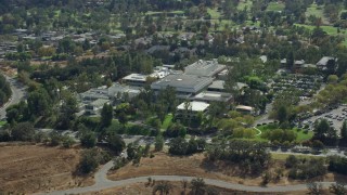 AX0159_019E - 7.6K aerial stock footage of the California Institute of the Arts, Santa Clarita, California