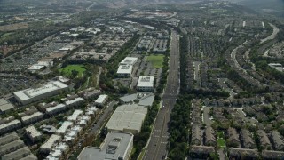 AX0159_179 - 7.6K aerial stock footage flying over Aliso Viejo Parkway, Aliso Viejo, California