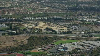 AX0159_180 - 7.6K aerial stock footage of a citizenship and immigration service center, Laguna Niguel, California