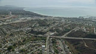 AX0159_186E - 7.6K aerial stock footage flying over residential neighborhoods near the coast in San Juan Capistrano, California