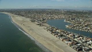 AX0160_058 - 7.6K aerial stock footage of Belmont Shore residential neighborhood in Long Beach, California