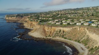AX0161_028 - 7.6K stock footage aerial video flying over clifftop mansions in Rancho Palos Verdes, California