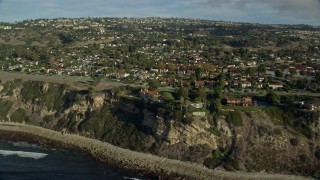 AX0161_031E - 7.6K aerial stock footage of mansions on coastal cliffs in Palos Verdes Estates, California