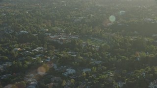 AX0161_101 - 7.6K aerial stock footage of the Harvard Westlake School in Beverly Glen, Los Angeles, California
