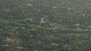 AX0161_106 - 7.6K aerial stock footage of the Hawthorne School in Beverly Hills, California