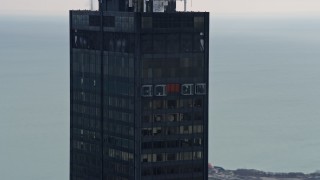 AX0165_0075 - 4K aerial stock footage orbit the Skydeck at Willis Tower in Downtown Chicago, Illinois