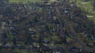 AX0166_0025 - 4K aerial stock footage of a quiet suburban neighborhood in Itasca, Illinois