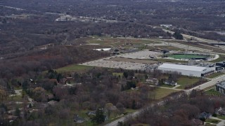 AX0166_0062 - 4K aerial stock footage of Franklin Field baseball stadium, Franklin, Wisconsin