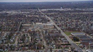 AX0166_0066 - 4K aerial stock footage of the Aurora West Allis Medical Center, West Allis, Wisconsin