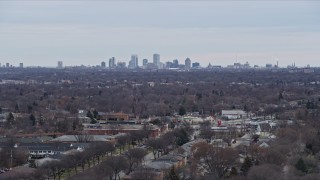AX0167_0001 - 4K aerial stock footage of ascending for a wide view of the downtown skyline, Milwaukee, Wisconsin
