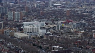 AX0167_0008 - 4K aerial stock footage of a hospital, Milwaukee, Wisconsin