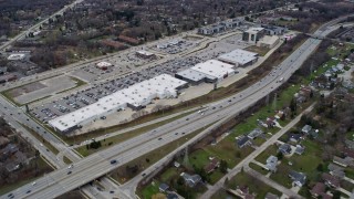 AX0167_0034 - 4K aerial stock footage of approaching and passing the 84 South shopping mall, Greenfield, Wisconsin