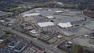 AX0167_0051 - 4K aerial stock footage of circling the Gurnee Mills shopping mall in Gurnee, Illinois