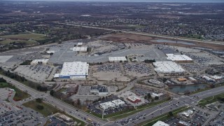 AX0167_0052 - 4K aerial stock footage of circling around the Gurnee Mills shopping mall in Gurnee, Illinois