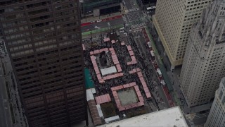 AX0167_0098 - 4K aerial stock footage of Richard J. Daley Center and Daley Plaza, Downtown Chicago, Illinois