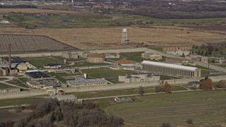 AX0168_0040 - 4K aerial stock footage of flying around the Stateville Correctional Center prison in Crest Hill, Illinois