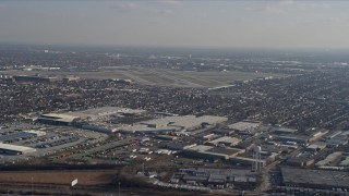 AX0169_0016 - 4K aerial stock footage of a wide view of the Chicago Midway International Airport, Illinois