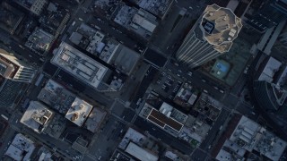 AX0169_0075 - 4K aerial stock footage of a bird's eye view of a street intersection, Downtown Chicago, Illinois