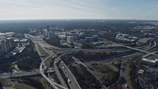 AX0171_0009 - 6.7K aerial stock footage of a wide orbit of Truist Park baseball stadium, Atlanta, Georgia