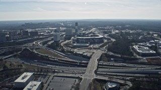 AX0171_0010 - 6.7K aerial stock footage orbit the Truist Park baseball stadium, Atlanta, Georgia