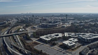 AX0171_0011 - 6.7K aerial stock footage orbit around the Truist Park baseball stadium, Atlanta, Georgia