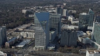 AX0171_0029 - 6.7K aerial stock footage of a modern Buckhead office building, Atlanta, Georgia