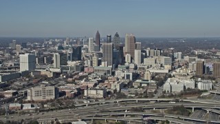 AX0171_0041 - 6.7K aerial stock footage a view of Downtown Atlanta skyscrapers and city buildings, Georgia