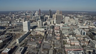 AX0171_0042 - 6.7K aerial stock footage approachDowntown Atlanta city buildings and skyscrapers, Georgia