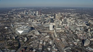 AX0171_0086 - 6.7K aerial stock footage of a wide view of Midtown and Downtown Atlanta, Georgia