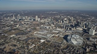 AX0171_0087 - 6.7K aerial stock footage of Midtown and Downtown Atlanta, Georgia