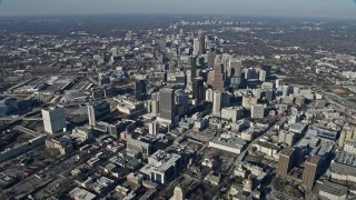 AX0171_0092 - 6.7K stock footage aerial video approach and fly over Downtown Atlanta, Georgia