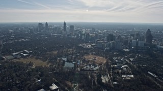 AX0171_0098 - 6.7K aerial stock footage of a view of Midtown and Downtown Atlanta, Georgia