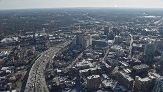 AX0171_0103 - 6.7K aerial stock footage approach a hospital in Downtown Atlanta, Georgia