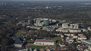 AX0171_0111 - 6.7K aerial stock footage of passing the Centers for Disease Control and Prevention in Atlanta, Georgia