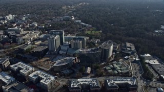 AX0171_0124 - 6.7K aerial stock footage of passing near the Centers for Disease Control and Prevention in Atlanta, Georgia