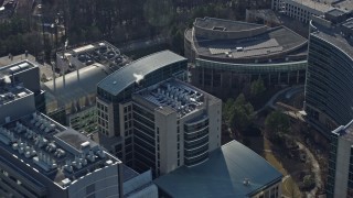 AX0171_0125 - 6.7K aerial stock footage a close-up view of the Centers for Disease Control and Prevention in Atlanta, Georgia