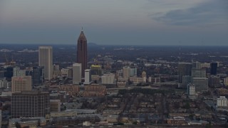 AX0171_0164 - 6.7K aerial stock footage of skyscrapers in Midtown Atlanta at sunset, Georgia