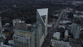 AX0171_0171 - 6.7K aerial stock footage approach and orbit Terminus office complex at sunset, Atlanta, Georgia