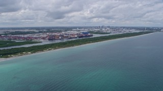 AX0172_039 - 6.7K aerial stock footage of flying by Port Everglades in Fort Lauderdale, Florida