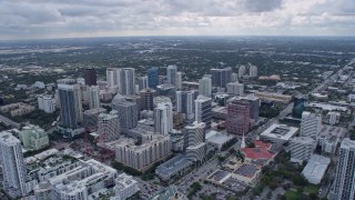 AX0172_051 - 6.7K aerial stock footage fly over Downtown Fort Lauderdale toward residential neighborhoods, Florida