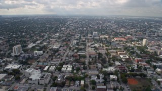 AX0172_102 - 6.7K stock footage aerial video of flying past the Little Havana neighborhood in Miami, Florida
