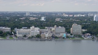 AX0172_156 - 6.7K stock footage aerial video of Mercy Hospital in Miami, Florida