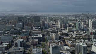AX0173_0020 - 6K aerial stock footage fly past downtown office buildings in Oakland, California