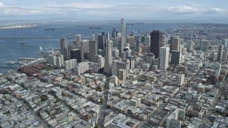 AX0173_0041 - 6K stock footage aerial video approach Salesforce Tower in Downtown San Francisco, California