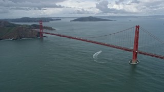AX0173_0053 - 6K aerial stock footage flying by the Golden Gate Bridge in San Francisco, California