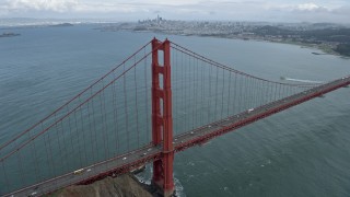 AX0173_0055 - 6K aerial stock footage of orbiting the Golden Gate Bridge, San Francisco, California