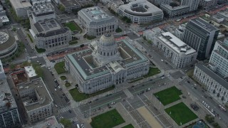 AX0173_0077 - 6K aerial stock footage of City Hall in the Civic Center district of San Francisco, California