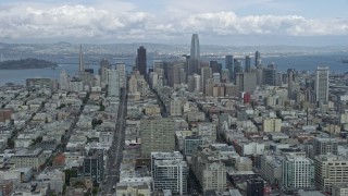 AX0173_0080 - 6K aerial stock footage of a wide view of the city's skyline, San Francisco, California